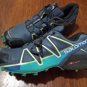 Salomon Blue and Green Trail Running Shoes